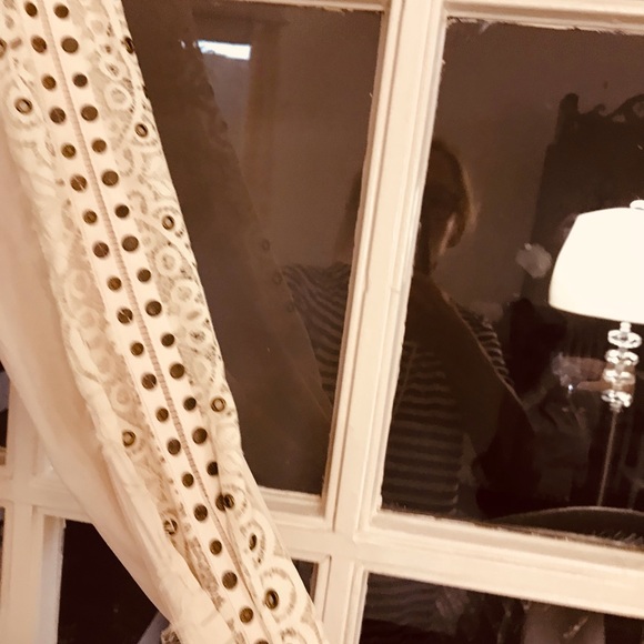 Ramy Brook NWT Blouse with Lace and studded Sleeves. Color is Bone. - Picture 12 of 14